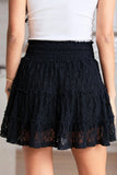 Tiered Lace Smocked Waist Mini Skirt