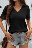 Lace-Trim V-Neck T-Shirt