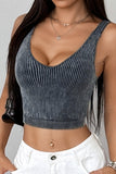 Ribbed V-Neck Crop Tank Top