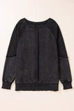 Waffle Knit Patchwork Raglan Sleeve Top