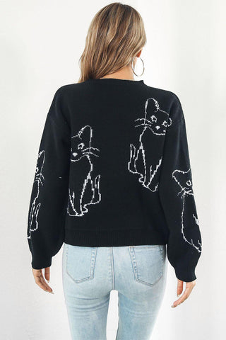 Cat-Patterned Sweater