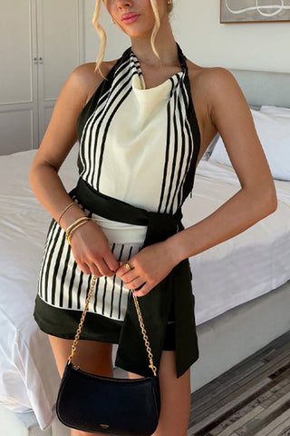 Striped Halter Casual Dress