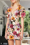 Floral Embroidery Short Casual Dress