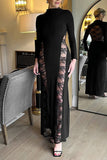 Long Sleeve Lace Panel Maxi Dress