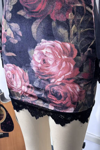 Floral Mesh Overlay Casual Dress
