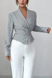 Striped Wrap V-Neck Top