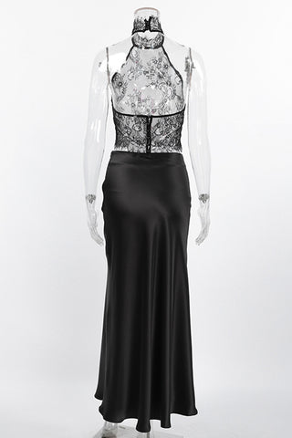 Elegant Lace Halter Skirt Set