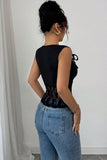 Lace Panel Bow-Tie Tank Top