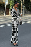 Chevron Striped Casual Dress