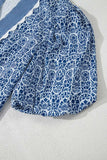 Elegant V-Neck Patterned Blouse