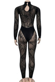 Lace Mesh Overlay Jumpsuit