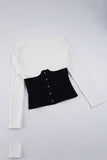 Off-Shoulder Button-Front T-Shirt