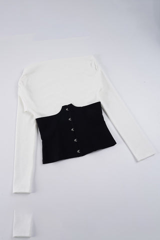 Off-Shoulder Button-Front T-Shirt