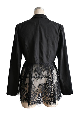 Lace Trim Blazer with Peplum Design