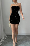 Strapless Pearl-Embellished Mini Dress