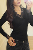 Lace-Trim V-Neck Blouse