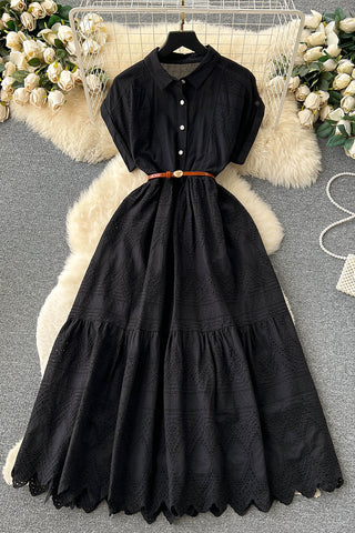 Eyelet  Button-Front Dress