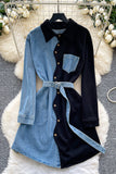 Button-Front Belted Casual Dress