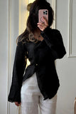V-Neck Asymmetrical Hem Blouse