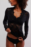 Long-Sleeve Lace Blouse