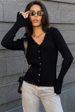 Frayed Hem Button-Front Cardigan