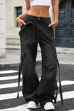 Stylish Wide-Leg Denim Cargo Pants