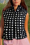 Zip-Front Checkered Vest