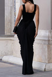 Draped Evening Gown with Fitted Bodice