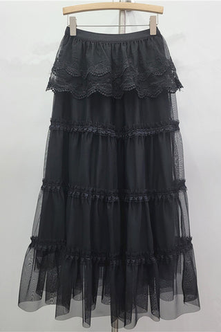 Layered Skirt with Lace Detail