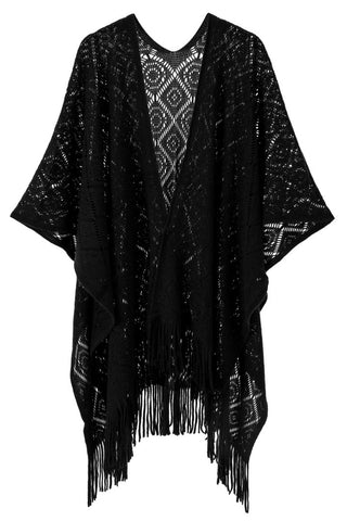 Open-Front Fringe Shrug