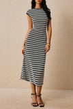 Striped Casual Midi Dress