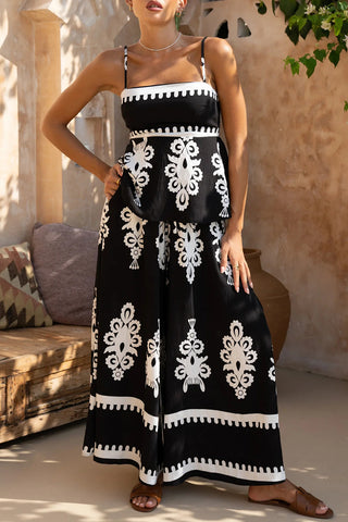 Boho Print Smocked Tank and Pants Set