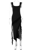 Ruffle Trim Asymmetric Dress