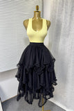 Layered Midi Skirt with Ruffle Details