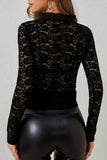 Lace Trim Long-Sleeve Top
