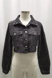 Fringed Cropped Denim Jacket