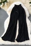 Pleated High-Waist Casual Pants
