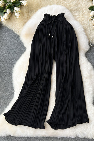 Pleated High-Waist Casual Pants