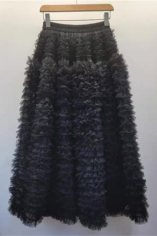 Ruffled Midi Casual Skirt