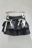 Layered Ruffle Mini Skirt with Bows