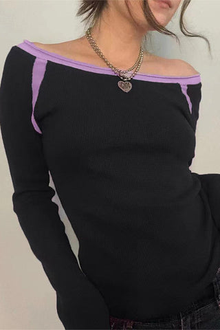 Off-Shoulder Long Sleeve T-Shirt