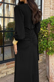 Ruched Long Sleeve Casual Dress