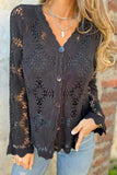 Buttoned Lace Crochet Blouse