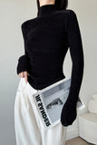 Turtleneck Long-Sleeve Knit Top