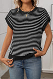 Striped Knit Sweater Sleeveless Top