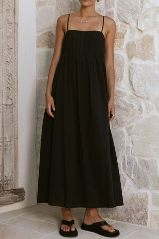 Spaghetti Strap Pleated Maxi Dress