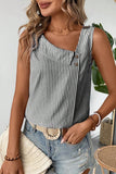 Striped Button Detail Sleeveless Top