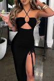 Halter Cutout Evening Dress