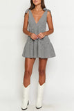 Tie-Strap Gingham Casual Dress