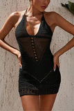 Halter Crochet Mini Dress